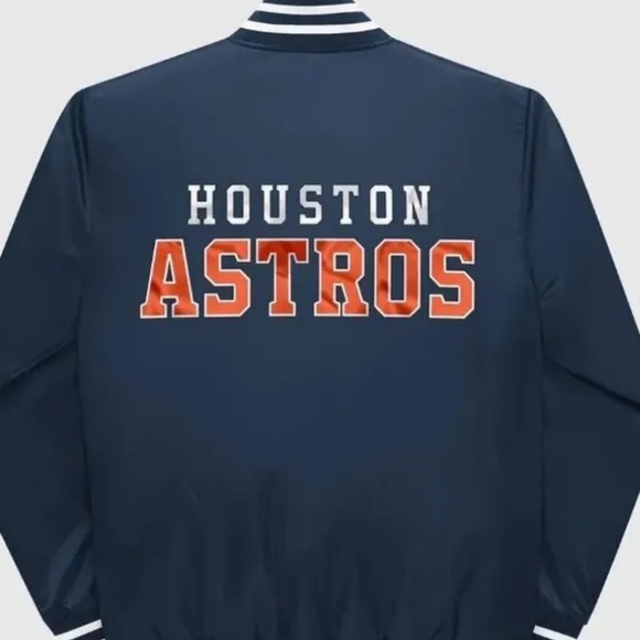 Starter Navy Houston Astros Varsity Satin Full-Snap Jacket Mens Size Large New - Picture 2 of 4